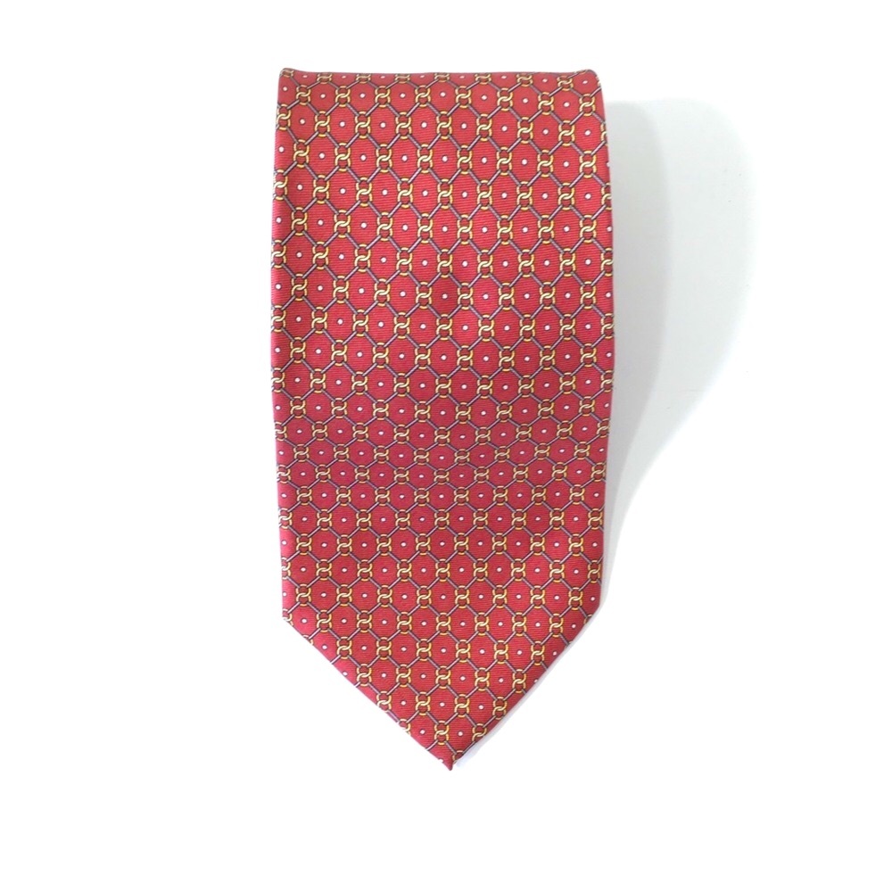 🎈 ITALIAN SILK TIE MEN RUST COLOR GOLD RINGS